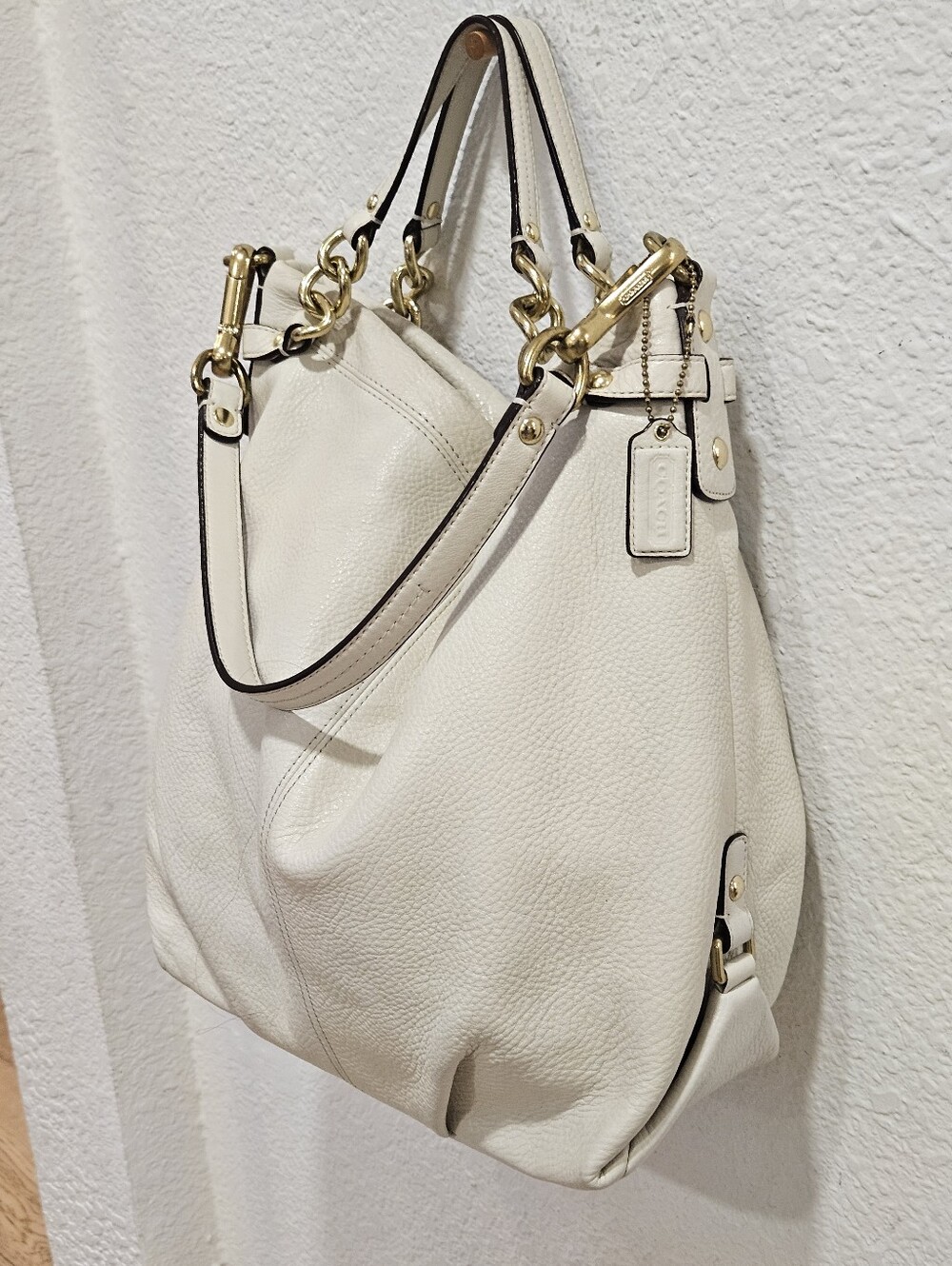 Coach Brooke Off-White Cowhide Leather Convertible Shoulder Bag Purse